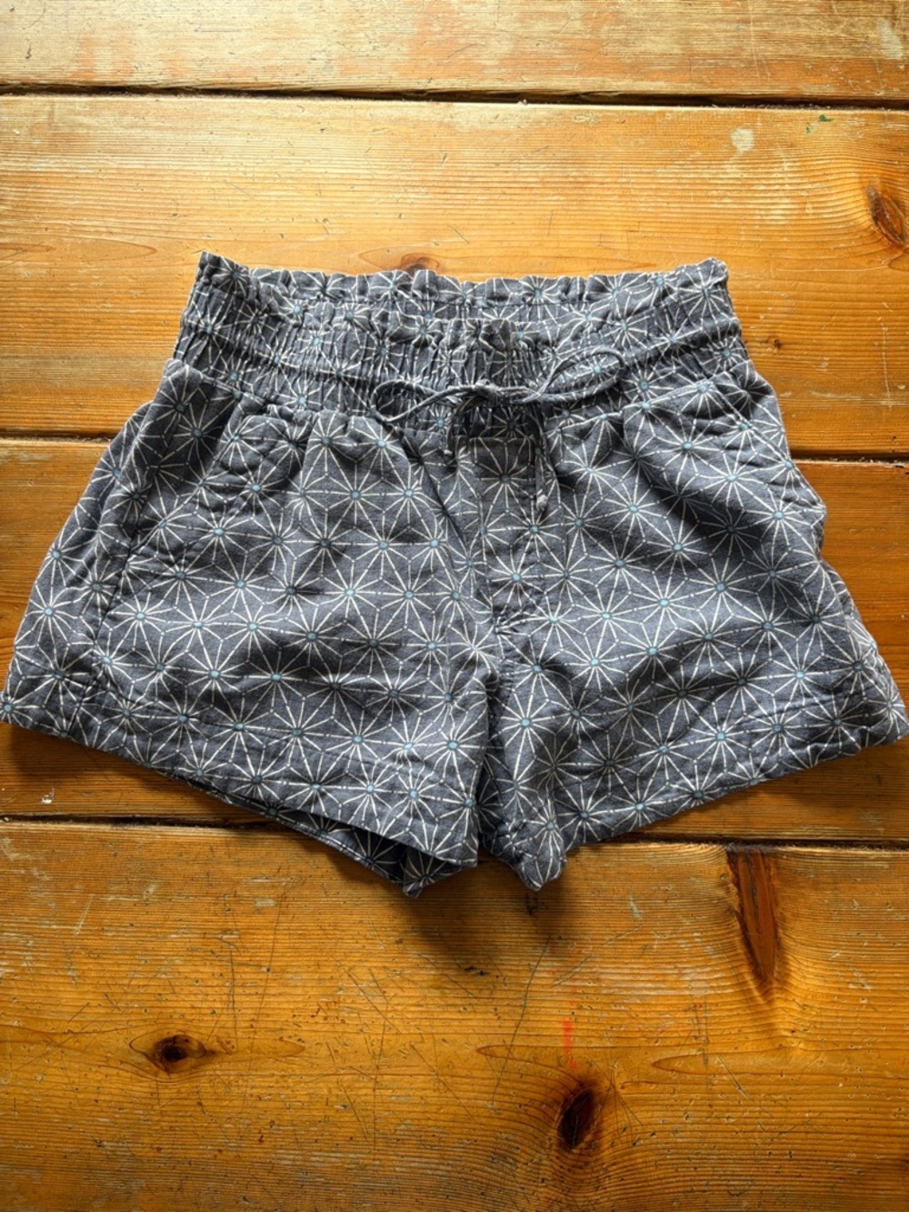 A New Day Linen Blend Shorts Womens Small Blue Gray Drawstring High Waist - Picture 2 of 7